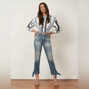 High-Rise Straight Ankle Jeans w/ Ankle Tie Boyish Avery, 27 Rear Window NEW